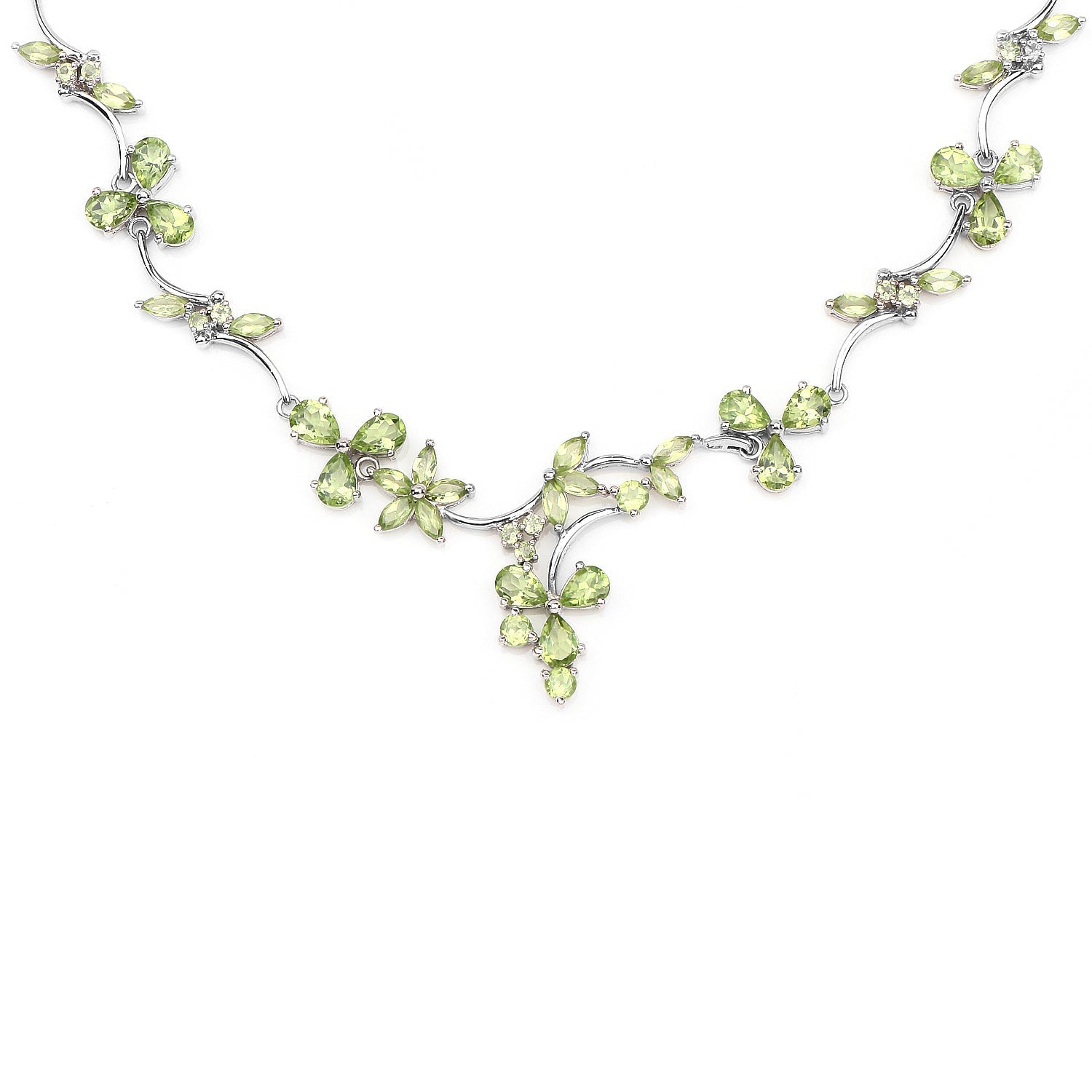 17.24 Carat Genuine Peridot .925 Sterling Silver Necklace  DestGlow