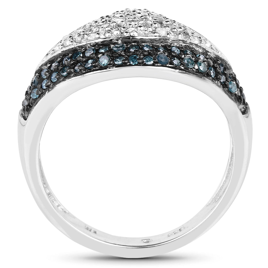 0.50 Carat Genuine Blue Diamond and White Diamond .925 Sterling Silver Ring by Bids.com