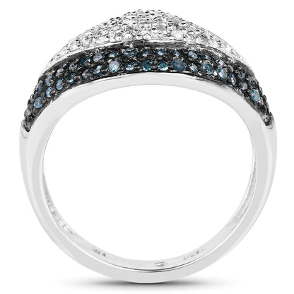 0.50 Carat Genuine Blue Diamond and White Diamond .925 Sterling Silver Ring by Bids.com