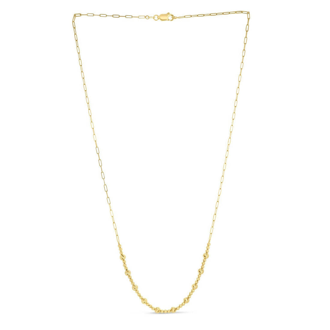 14k Yellow Gold Bead Paperclip Necklace by Bids.com