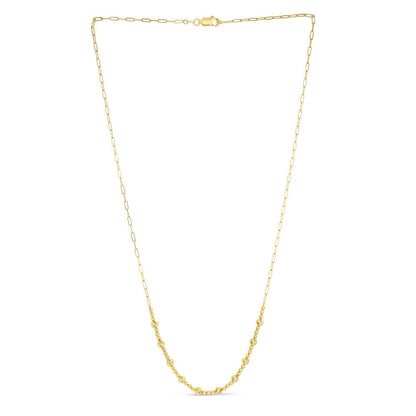 14k Yellow Gold Bead Paperclip Necklace by Bids.com