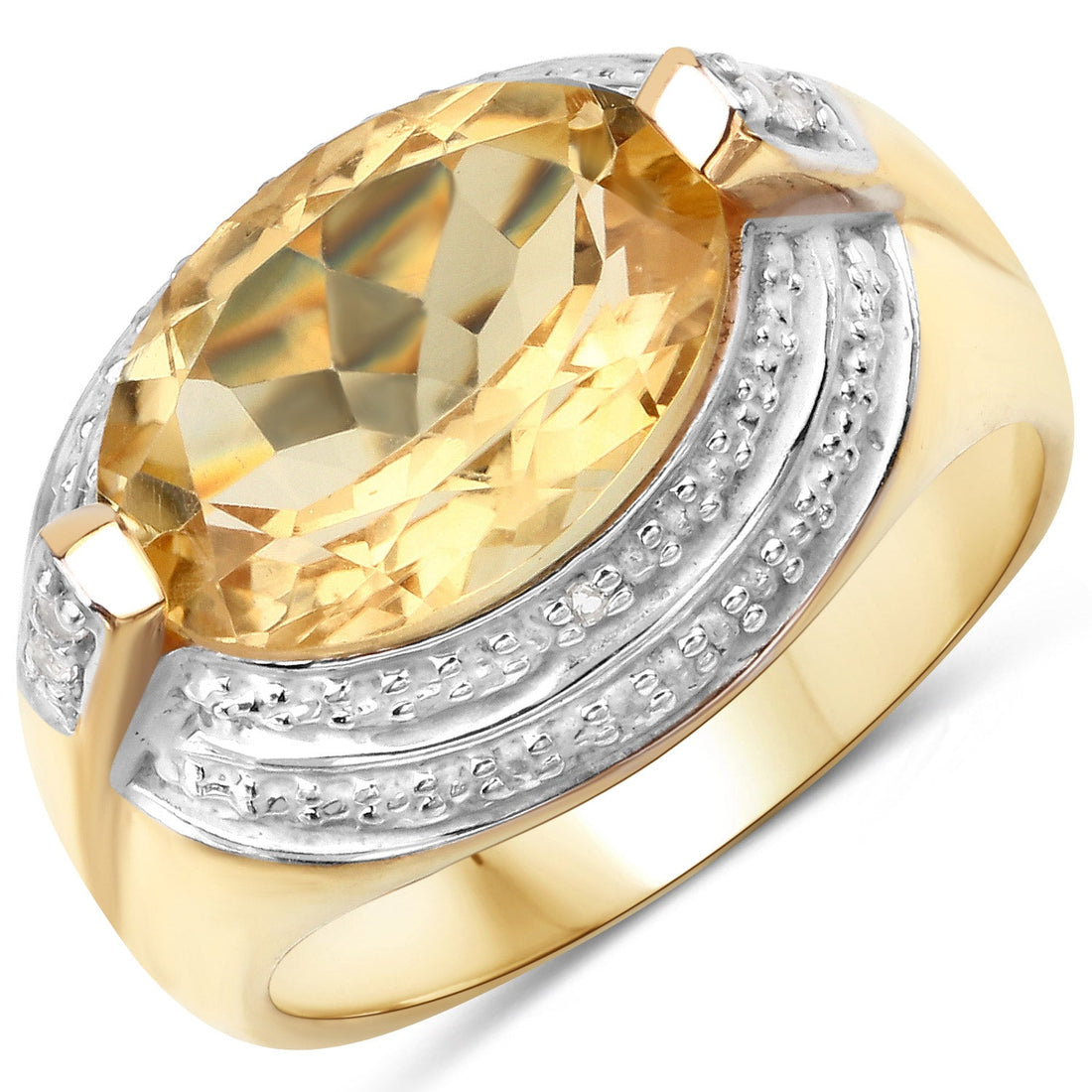 4.56 Carat Genuine Citrine and White Diamond .925 Sterling Silver Ring by Bids.com