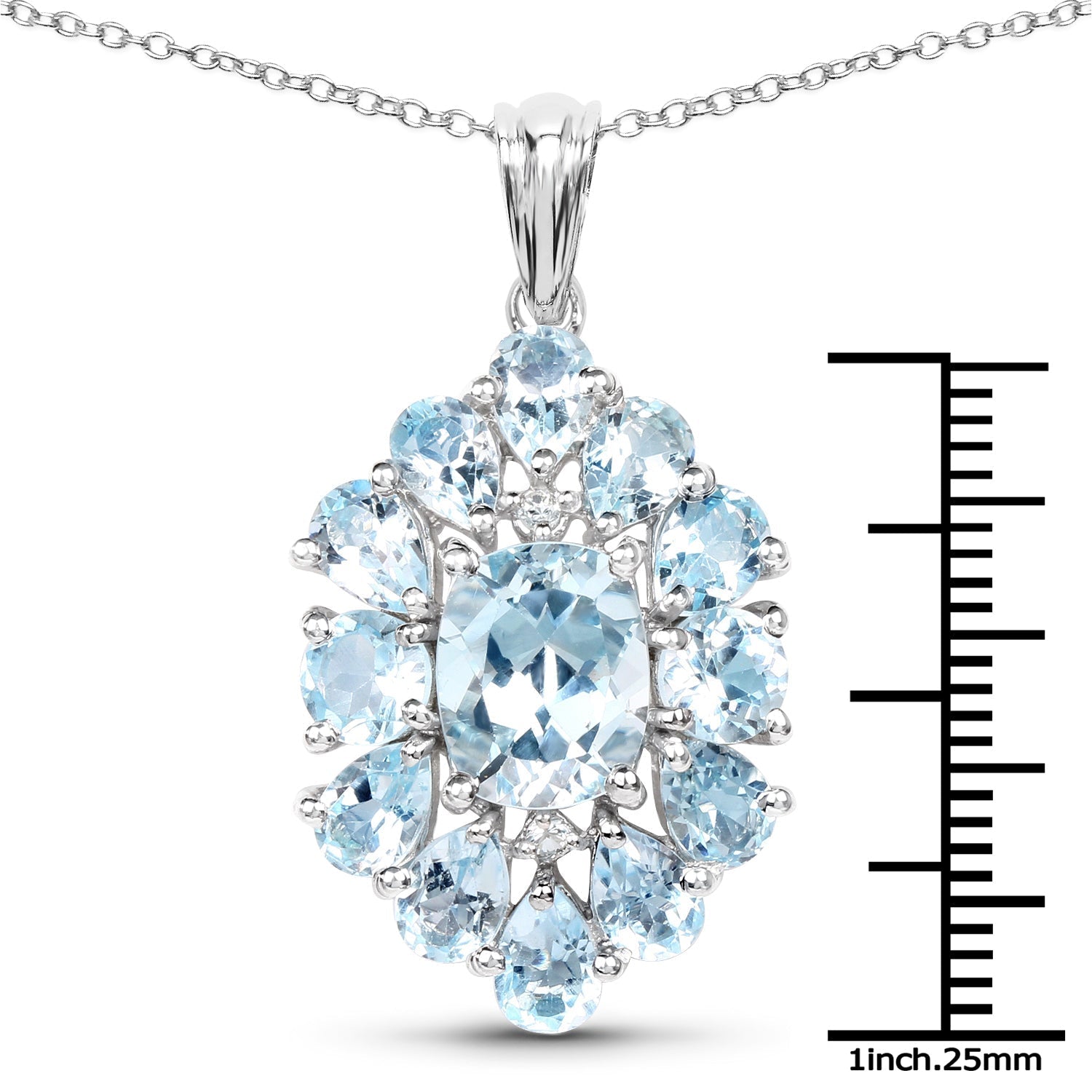10.06 Carat Genuine Blue Topaz .925 Sterling Silver Pendant  DestGlow