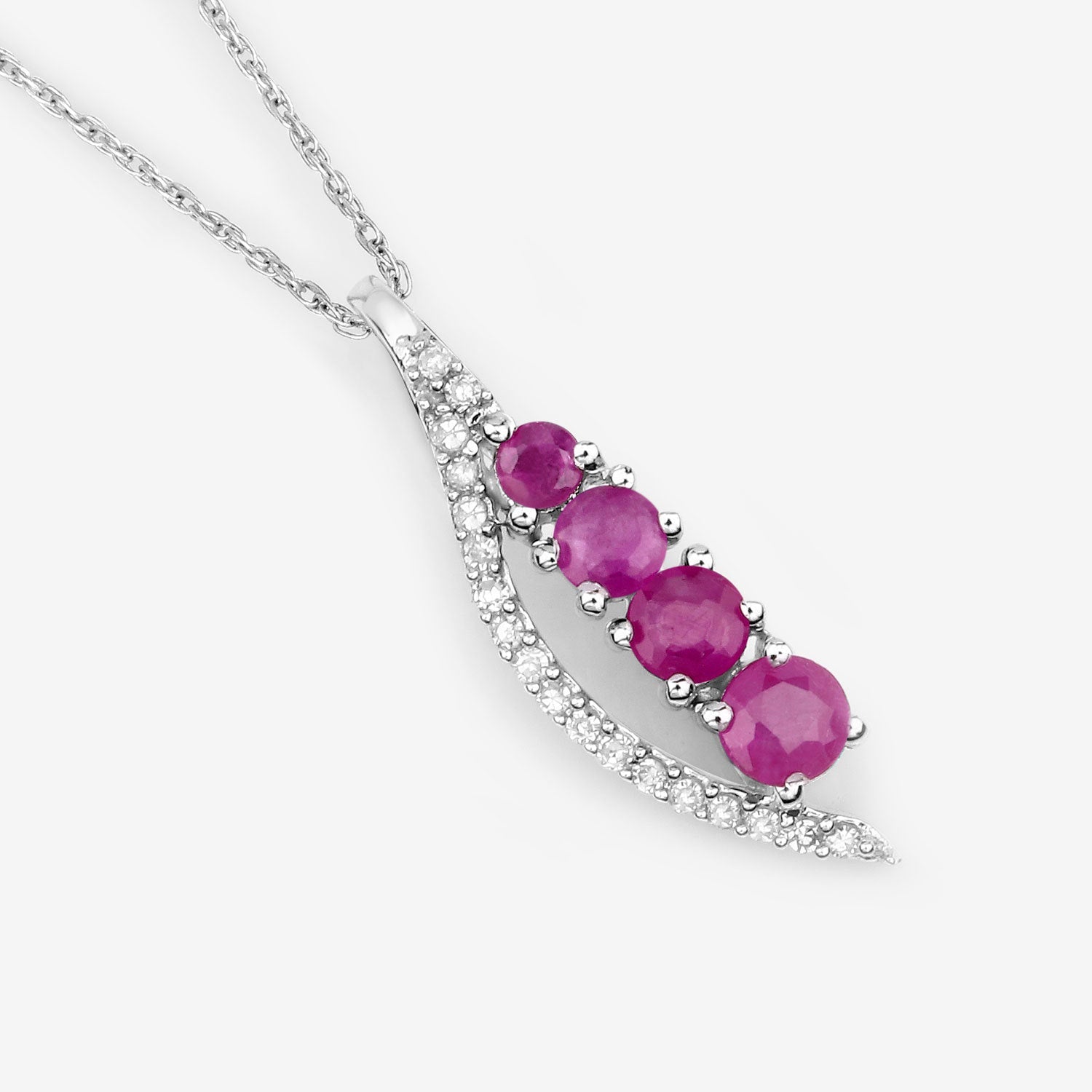 0.43 Carat Genuine Ruby and White Diamond 14K White Gold Pendant by Bids.com