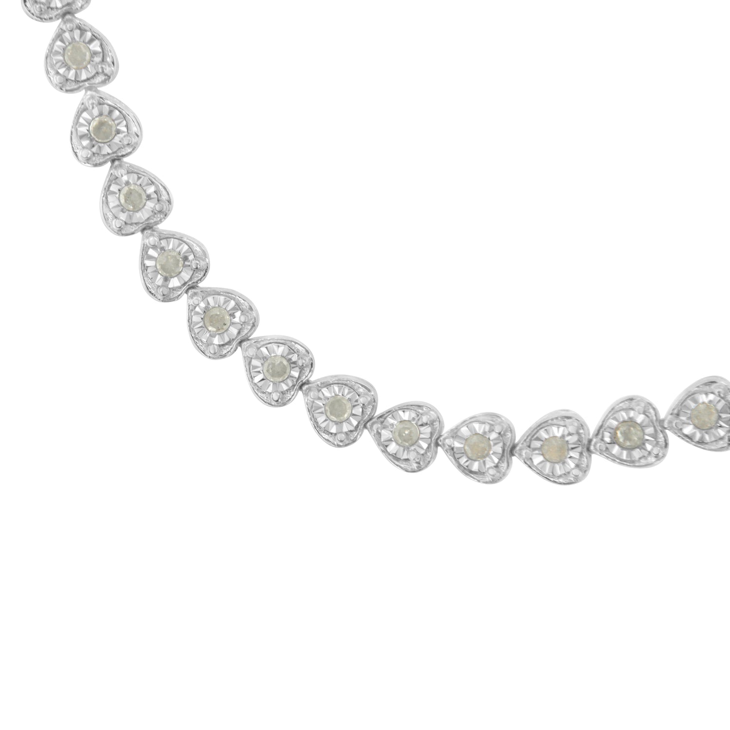 .925 Sterling Silver 1.0 Cttw Miracle Set Diamond Heart-Link 7" Tennis Bracelet (I-J Color, I2-I3 Clarity) by Bids.com