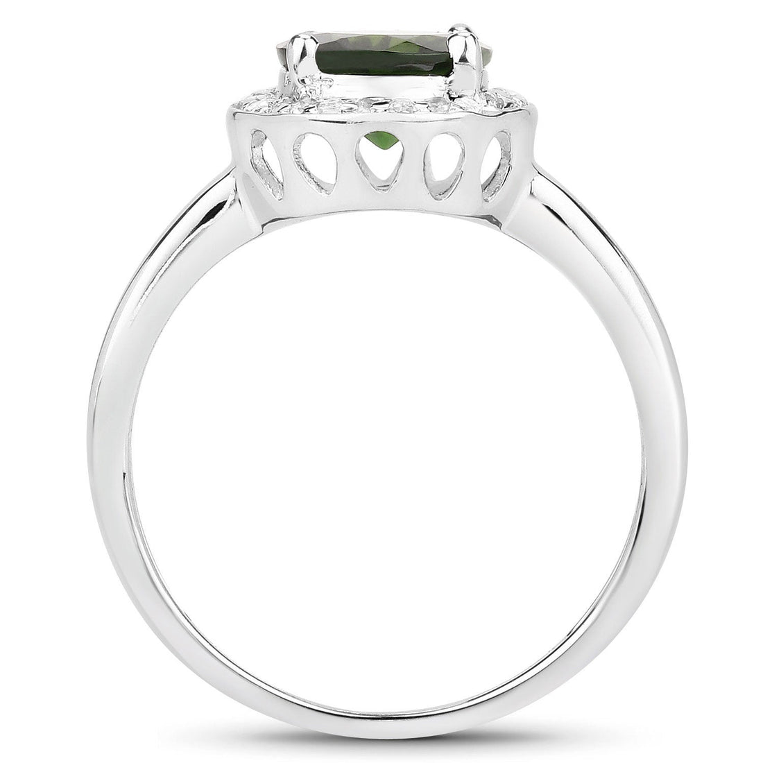 1.90 Carat Genuine Chrome Diopside and White Topaz .925 Sterling Silver Ring by Bids.com