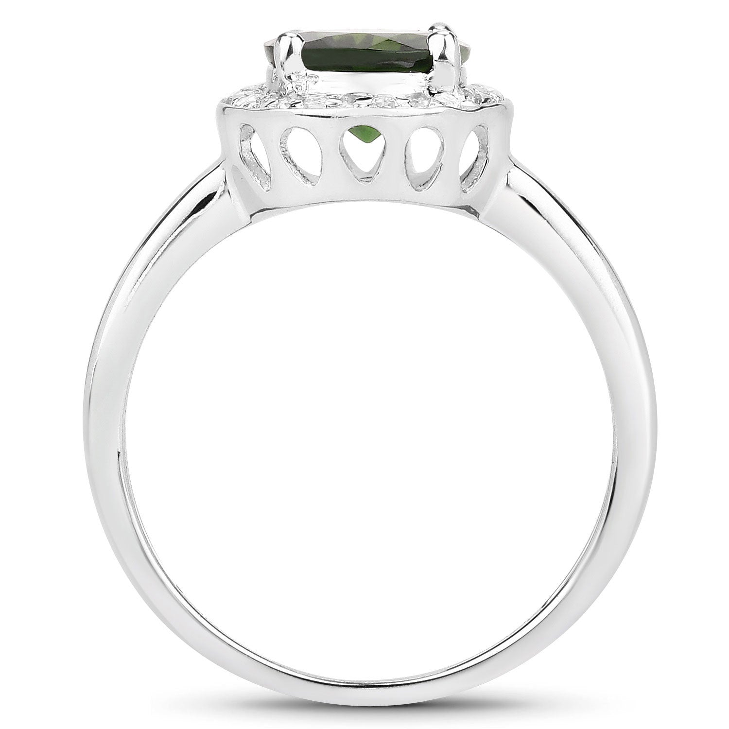 1.90 Carat Genuine Chrome Diopside and White Topaz .925 Sterling Silver Ring by Bids.com
