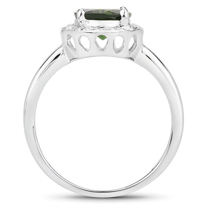 1.90 Carat Genuine Chrome Diopside and White Topaz .925 Sterling Silver Ring by Bids.com