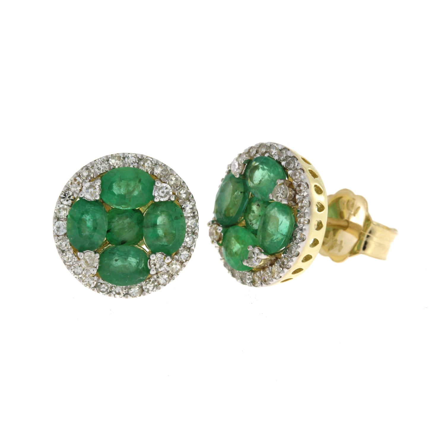 1.46ct Emerald Diamond Stud Earrings 14KT Yellow Gold by Bids.com