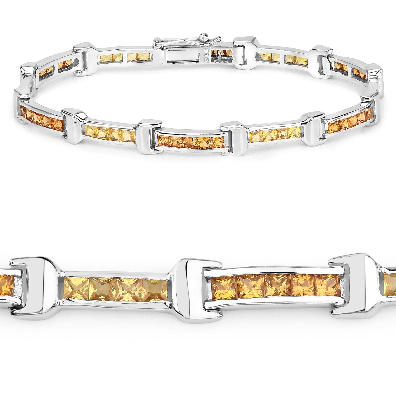 6.48 Carat Genuine Multi Sapphire .925 Sterling Silver Bracelet by Bids.com