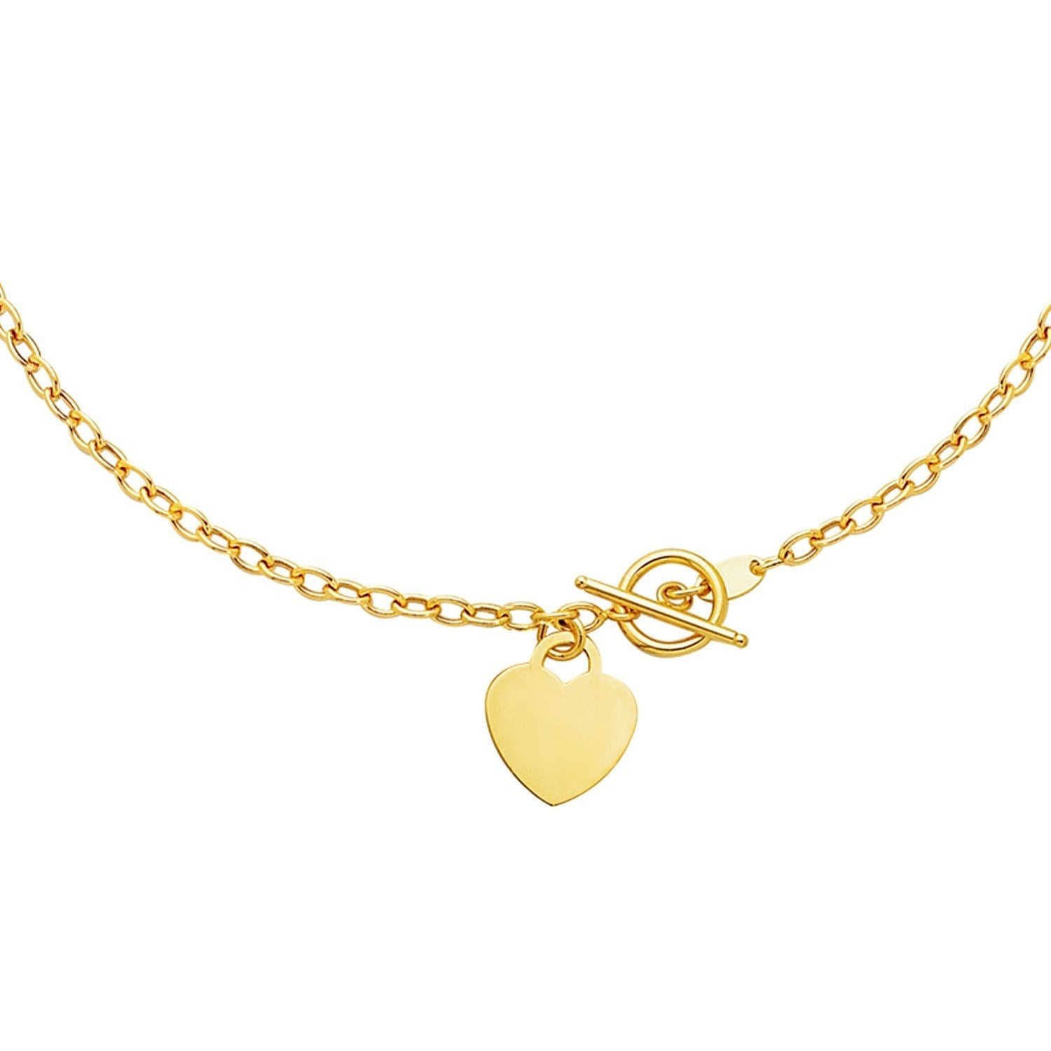 Toggle Necklace with Heart Charm in 14k Yellow Gold by Bids.com