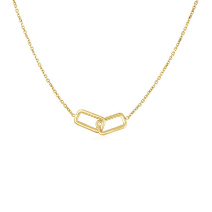 14k Yellow Gold Necklace with Interlocking Petite Rectangles by Bids.com