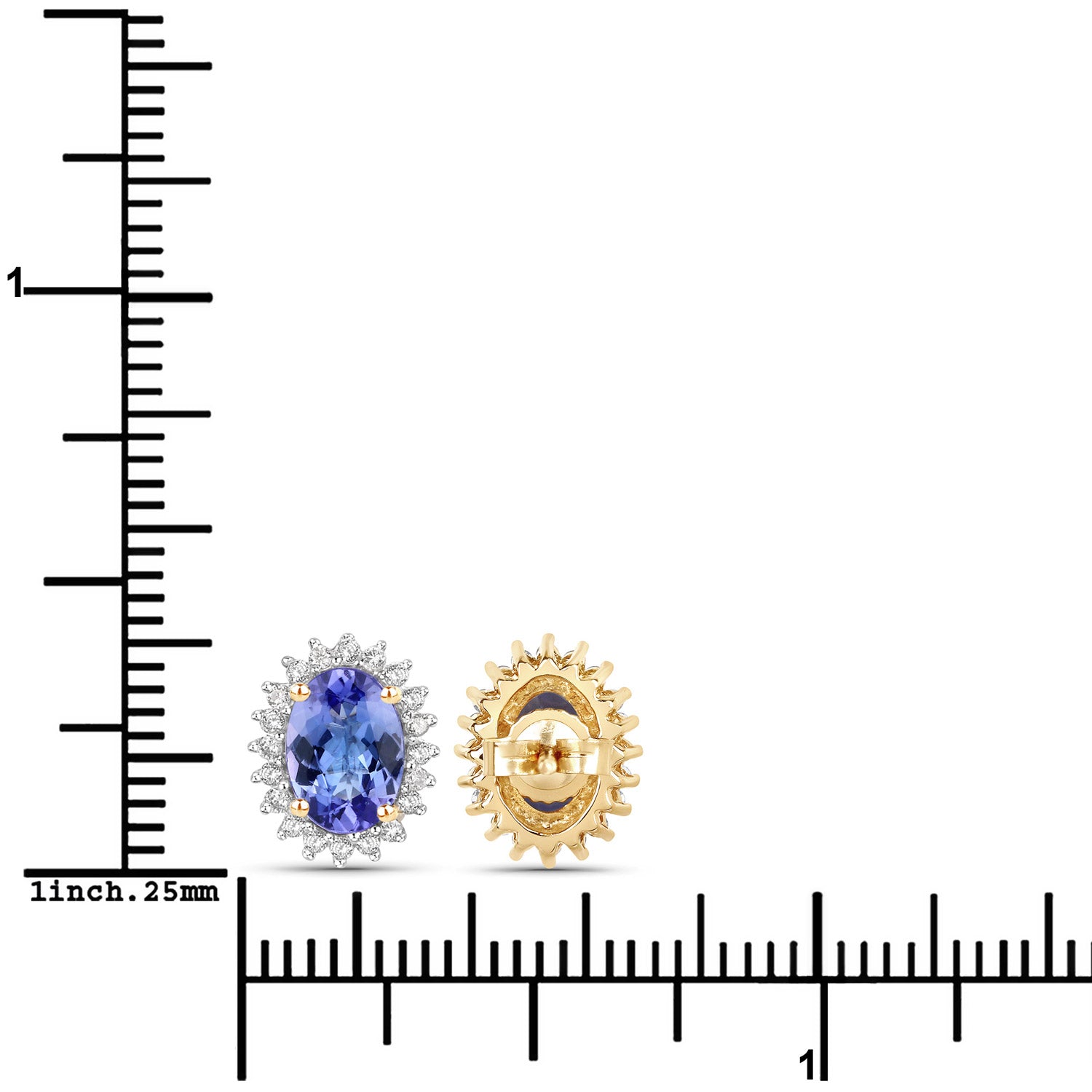 1.71 Carat Genuine Tanzanite and White Diamond 14K Yellow Gold Earrings by Bids.com