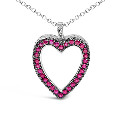 18K 1/3 Cttw Diamond and Red Ruby Open Heart with Black Rhodium 18" Pendant Necklace (G-H Color, VS2-SI1 Clarity) by Bids.com