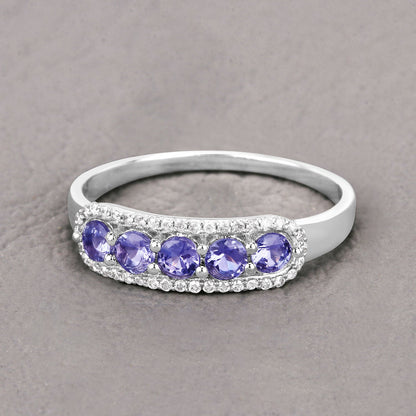 0.61 Carat Genuine Tanzanite and White Diamond 14K White Gold Ring by Bids.com