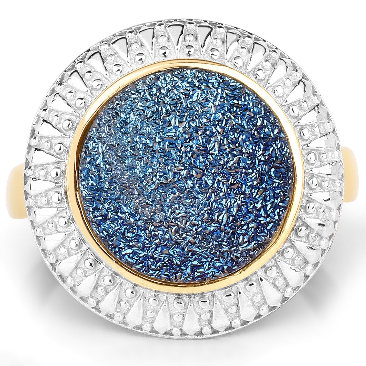 4.90 Carat Genuine Cobalt Blue Drusy .925 Sterling Silver Ring by Bids.com