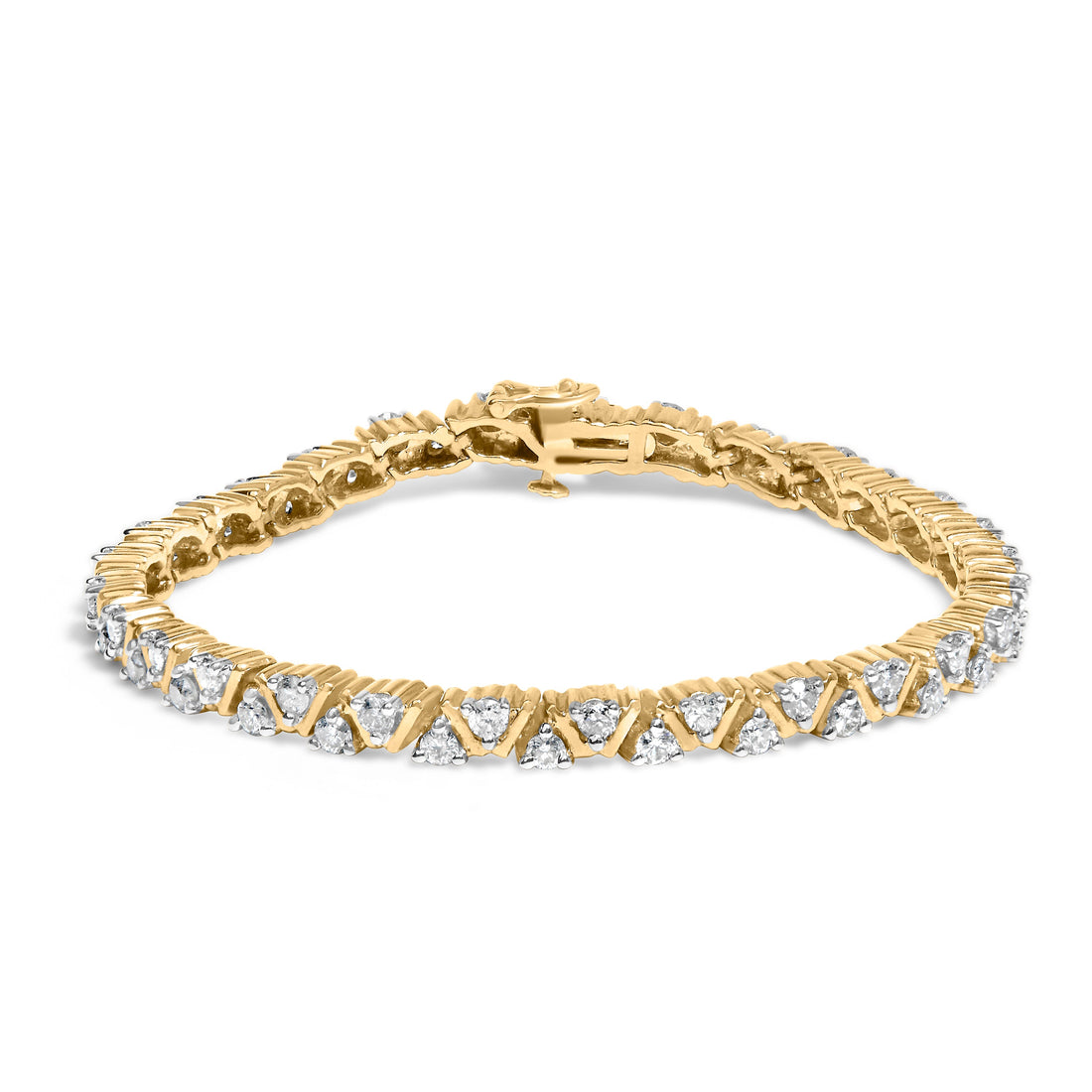 14K Yellow Gold 4.00 Cttw Diamond Triangle Link Tennis Bracelet (H-I Color, I1-I2 Clarity) - 7" Inches by Bids.com