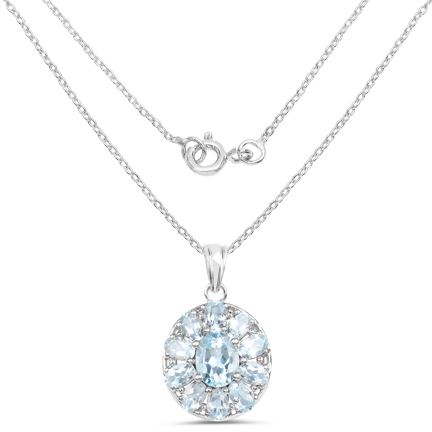 7.65 Carat Genuine Blue Topaz .925 Sterling Silver Pendant  DestGlow