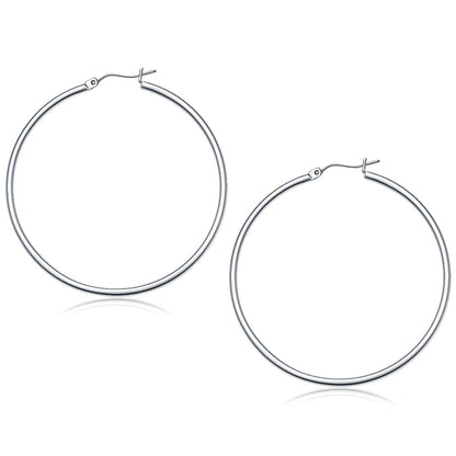 14k White Gold Polished Hoop Earrings (50 mm) by Bids.com