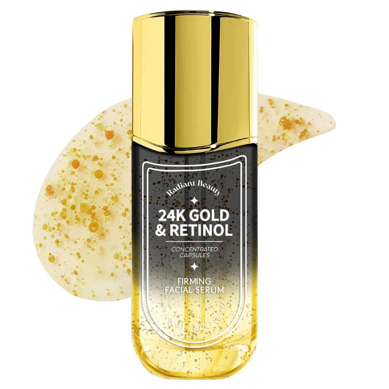 24K Gold &amp; Retinol Firming Serum - Moisturizing, &amp; Protecting - Reduces Dark Spots &amp; Wrinkles - Dermatologist Tested, Korean Skin Care - 1.69 FL.OZ.