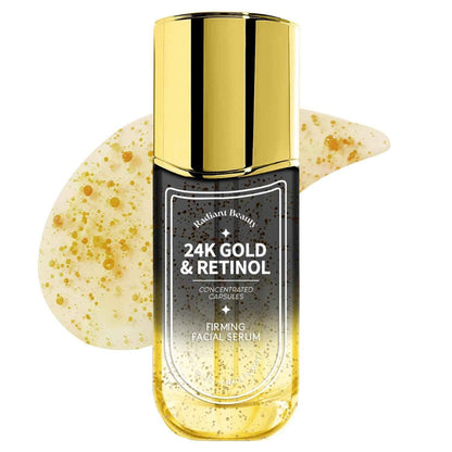 24K Gold &amp; Retinol Firming Serum - Moisturizing, &amp; Protecting - Reduces Dark Spots &amp; Wrinkles - Dermatologist Tested, Korean Skin Care - 1.69 FL.OZ.