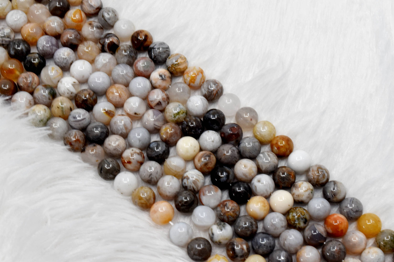 Bamboo Leaf Beads, Natural Crystal Round Beads 8mm  DestGlow