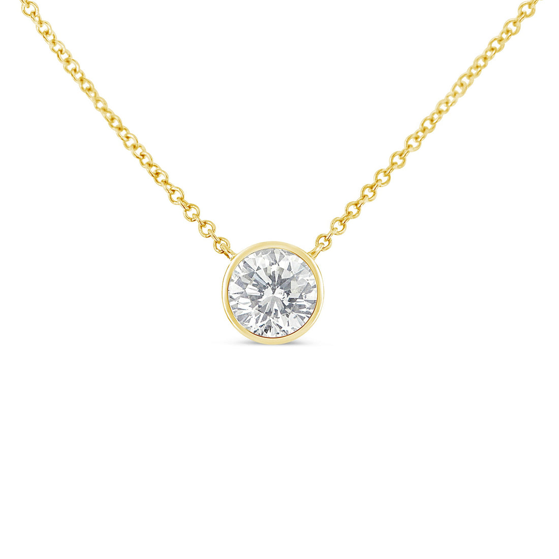 10K Yellow Gold 1/3 Carat Round Brilliant-Cut Diamond Modern Bezel-Set Solitaire 16"-18" Pendant Necklace (H-I Color, SI2-I1 Clarity) by Bids.com
