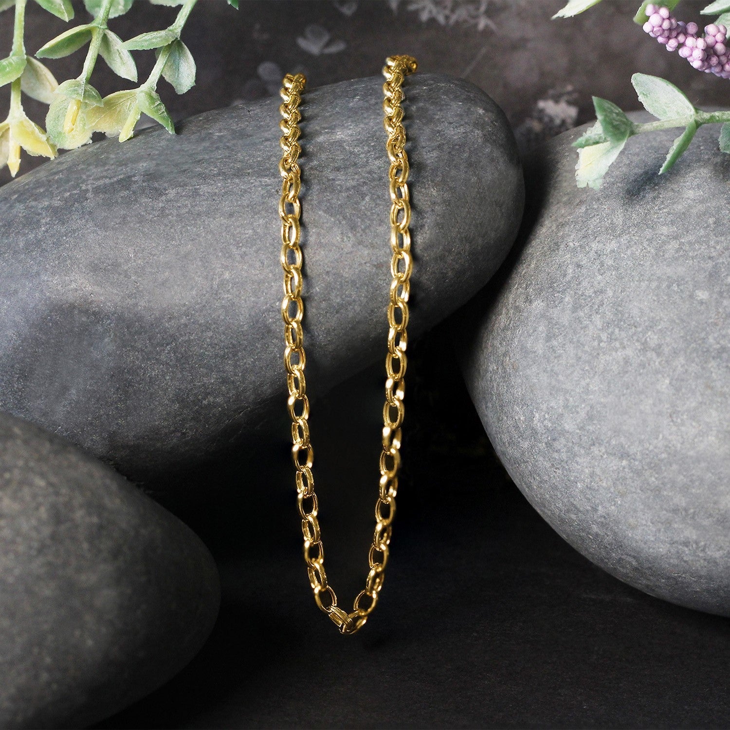 3.2mm 14k Yellow Gold Oval Rolo Chain by Bids.com