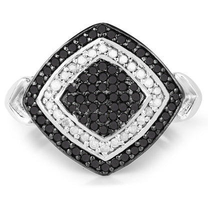 0.56 Carat Genuine White Diamond and Black Diamond .925 Sterling Silver Ring by Bids.com