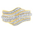 10K Yellow Gold 1.0 Cttw Baguette and Round Diamond Multi-Row Wave Bypass Ring (I-J Color, I1-I2 Clarity) - Ring Size 7 by Bids.com