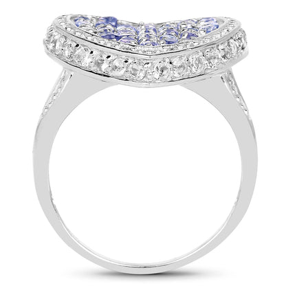 1.81 Carat Genuine Tanzanite and White Topaz .925 Sterling Silver Ring by Bids.com