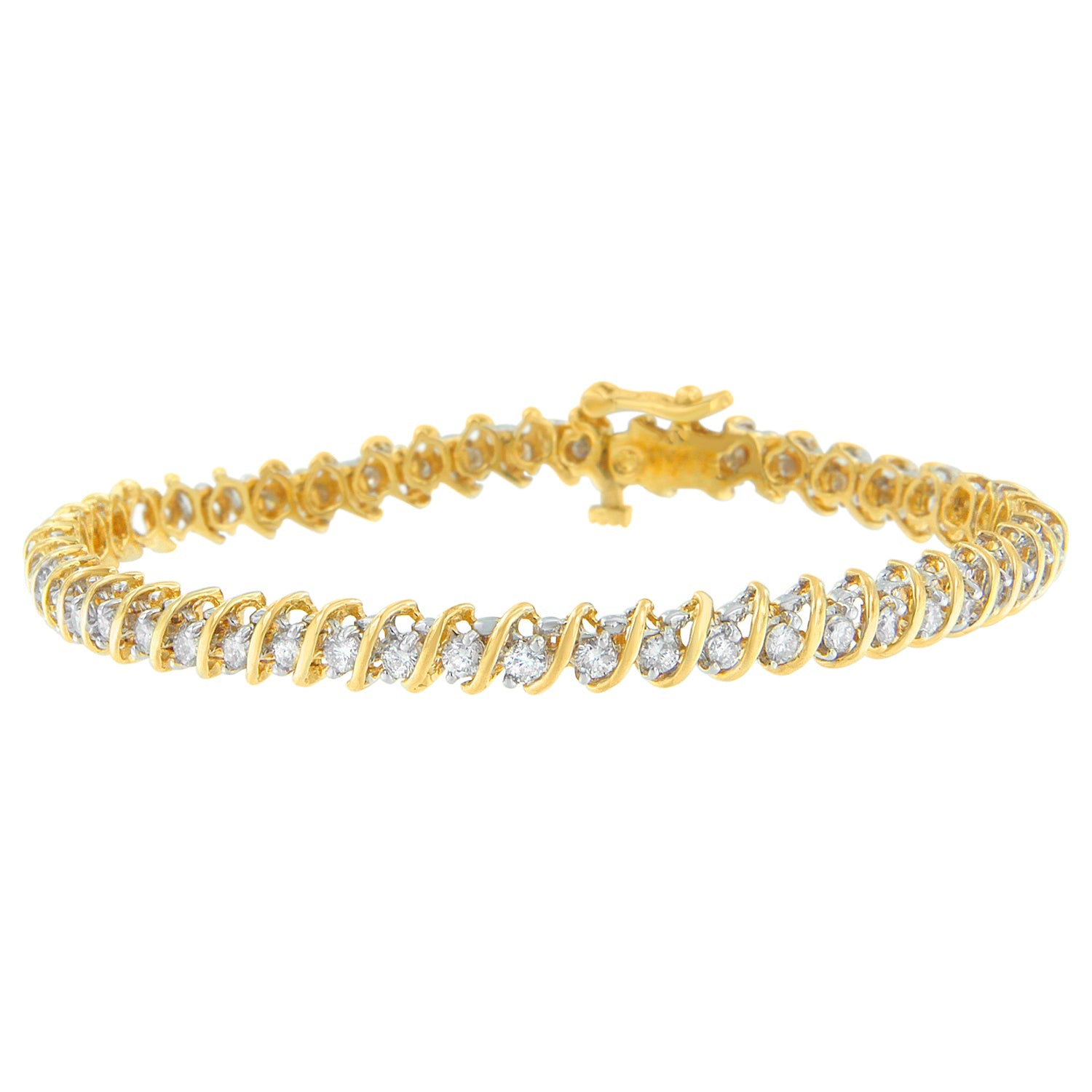 18K Yellow Gold Round Cut Diamond Spiral Link Bracelet (2.00 cttw, I-J Color, I1-I2 Clarity) by Bids.com