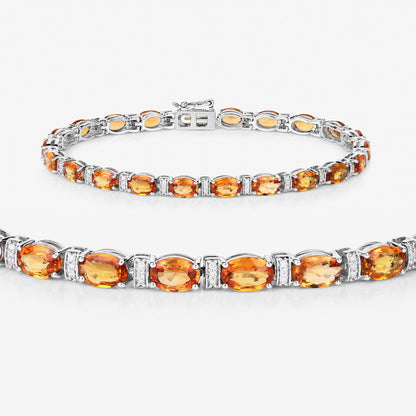 16.73 Carat Genuine Orange Sapphire and White Diamond 14K White Gold Bracelet by Bids.com