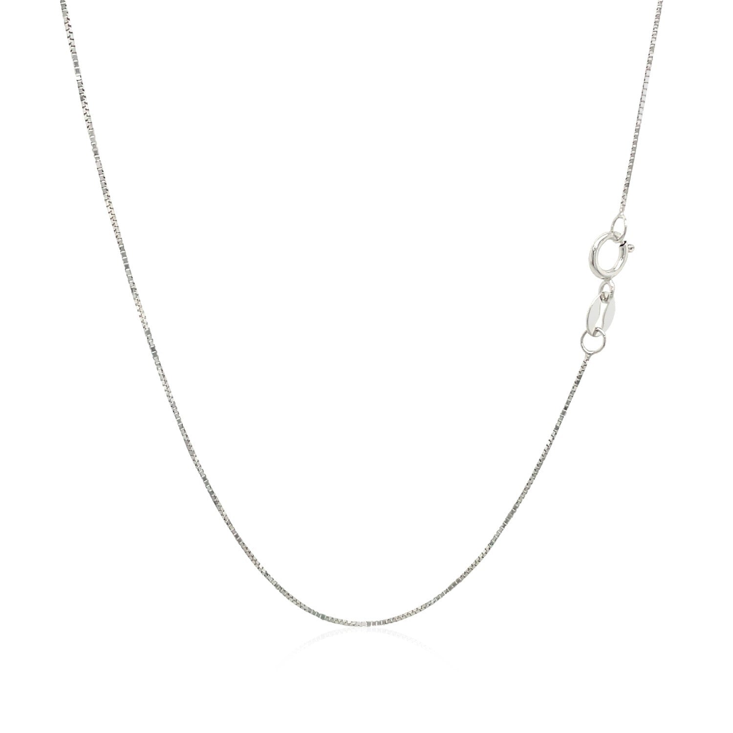 10k White Gold Classic Box Chain 0.45mm  DestGlow