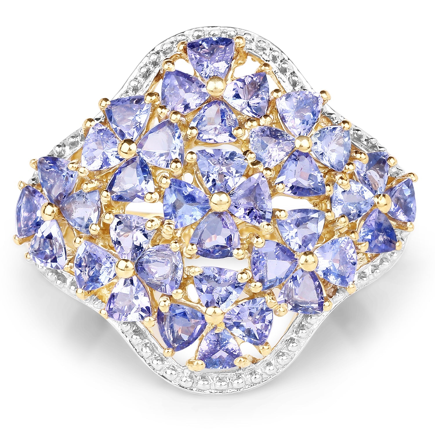 14K Yellow Gold Plated 3.60 Carat Genuine Tanzanite .925 Sterling Silver Ring by Bids.com