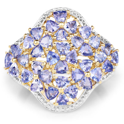 14K Yellow Gold Plated 3.60 Carat Genuine Tanzanite .925 Sterling Silver Ring by Bids.com