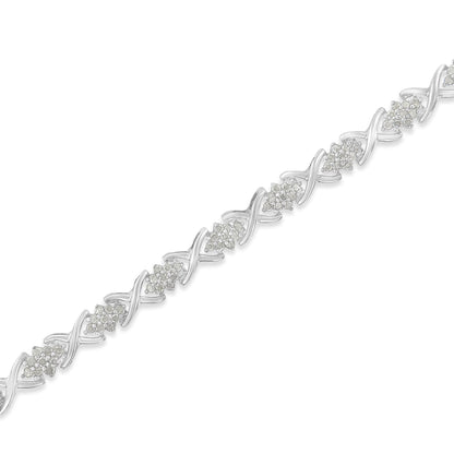 .925 Sterling Silver 1-1/2 Cttw Diamond Cluster X Link 7" Tennis Bracelet (I-J color, I3 clarity) by Bids.com