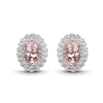 2.28 Carat Genuine Morganite and White Topaz .925 Sterling Silver 3 Piece Jewelry Set (Ring, Earrings, and Pendant w/ Chain) by Bids.com