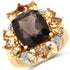 14K Yellow Gold Plated 7.10 Carat Genuine Smoky Quartz, Citrine & White Topaz Brass Ring by Bids.com