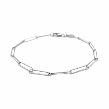 14k White Gold Wire Paperclip Bracelet (2.7mm) by Bids.com