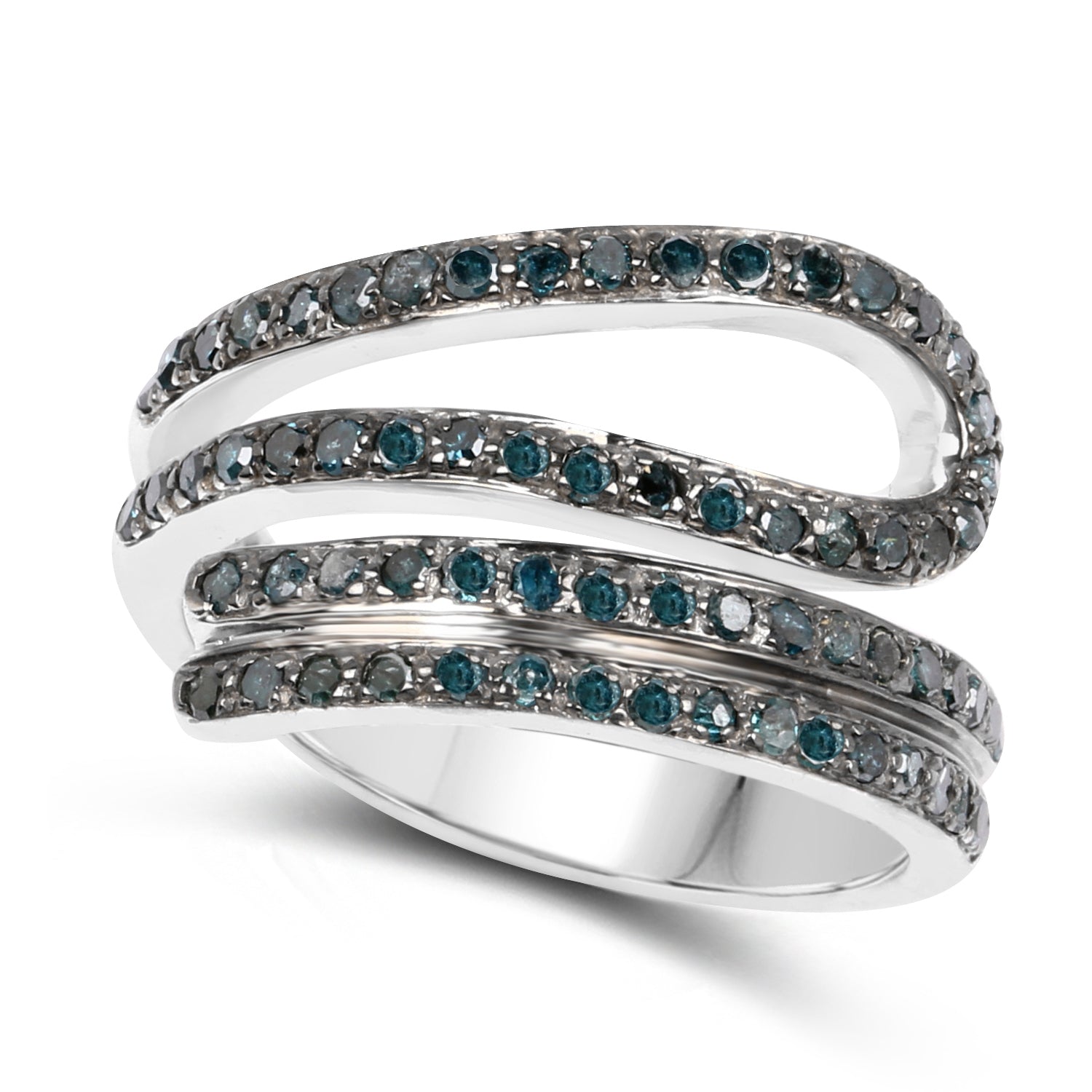0.83 Carat Genuine Blue Diamond .925 Sterling Silver Ring by Bids.com