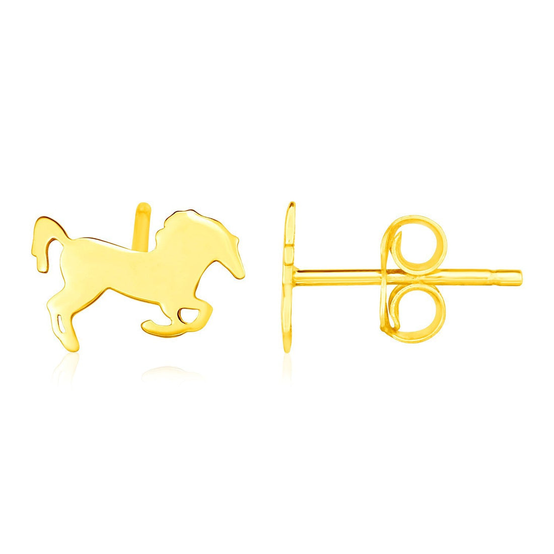 14K Yellow Gold Horse Earrings by Bids.com