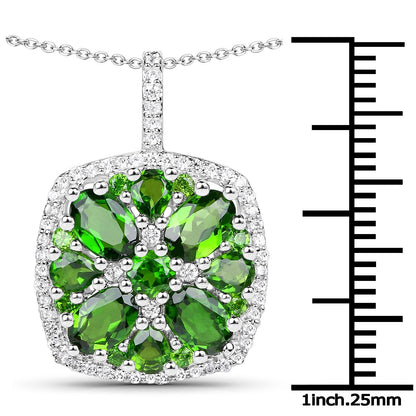3.25 Carat Genuine Chrome Diopside and White Zircon .925 Sterling Silver Pendant by Bids.com