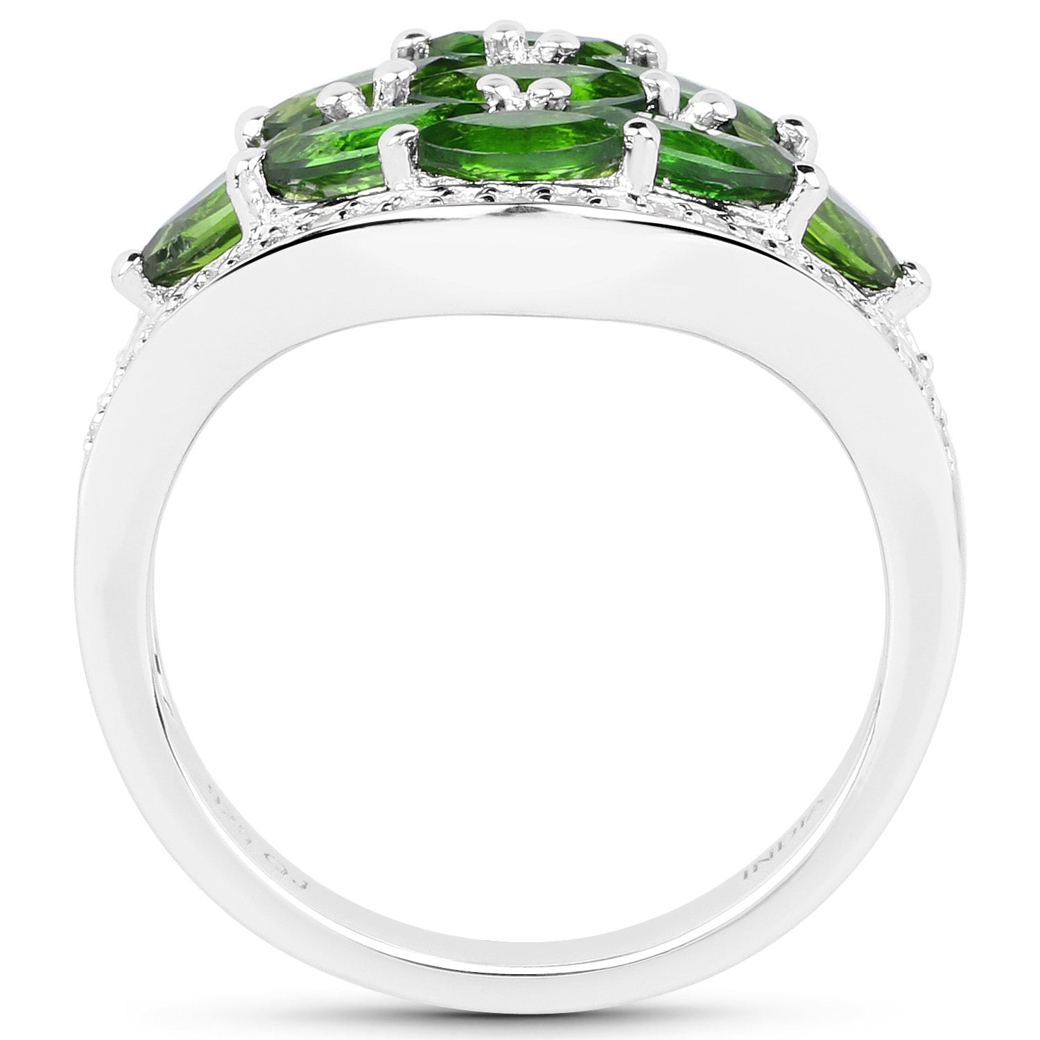 2.37 Carat Genuine Chrome Diopside and White Diamond .925 Sterling Silver Ring by Bids.com