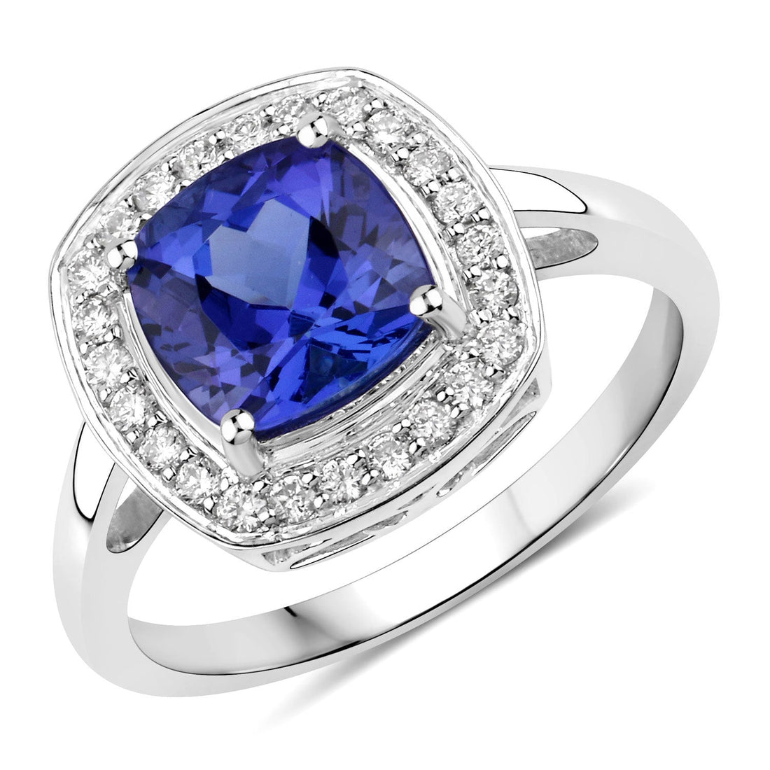 2.26 Carat Genuine Tanzanite and White Diamond 14K White Gold Ring by Bids.com