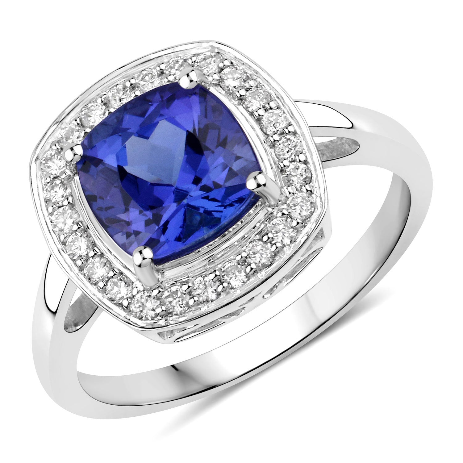 2.26 Carat Genuine Tanzanite and White Diamond 14K White Gold Ring by Bids.com