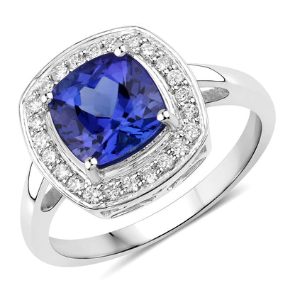 2.26 Carat Genuine Tanzanite and White Diamond 14K White Gold Ring by Bids.com