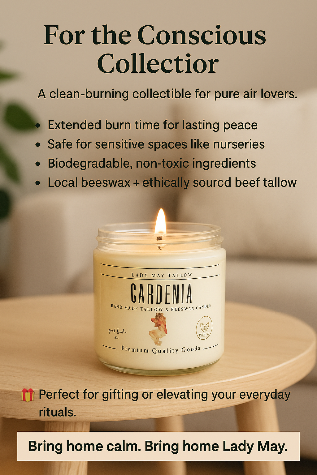 Deluxe Tallow Skincare Gift Set - 6-Piece Grass-Fed Bundle with Candle &amp; Soaps