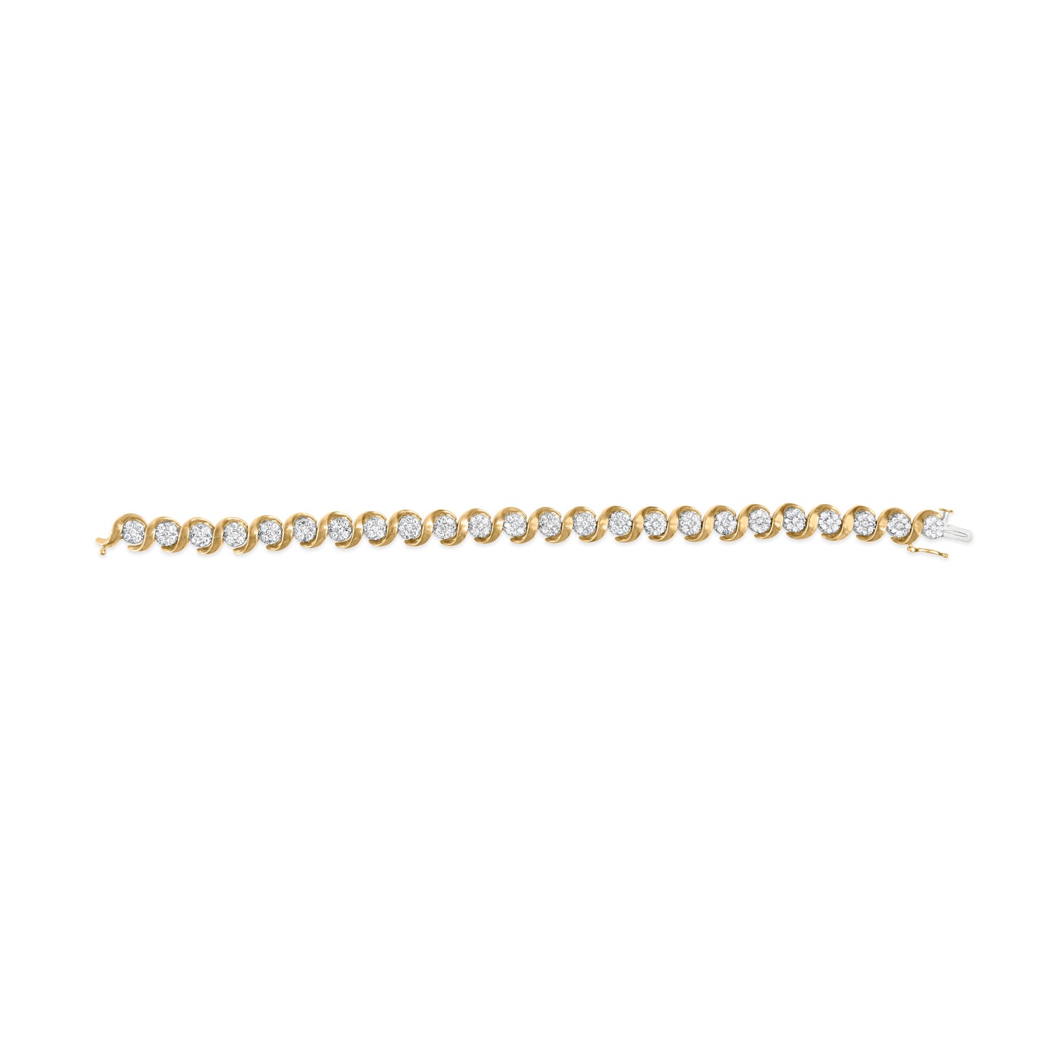 10K Yellow Gold 4.00 Cttw Round-Cut Diamond Floral Link 7.5" Bracelet (H-I Color, I2-I3 Clarity) by Bids.com