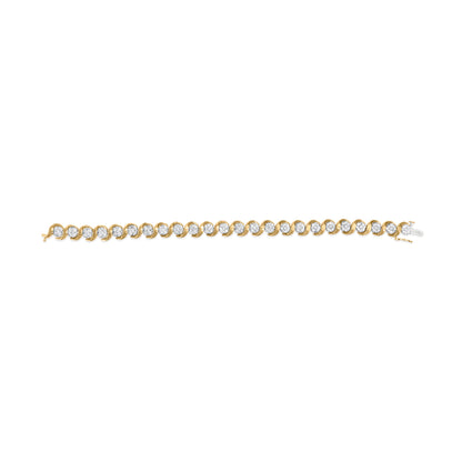10K Yellow Gold 4.00 Cttw Round-Cut Diamond Floral Link 7.5" Bracelet (H-I Color, I2-I3 Clarity) by Bids.com